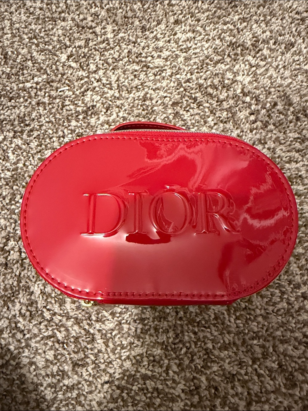 Dior Shiny Red Patent Oval Logo Pouch